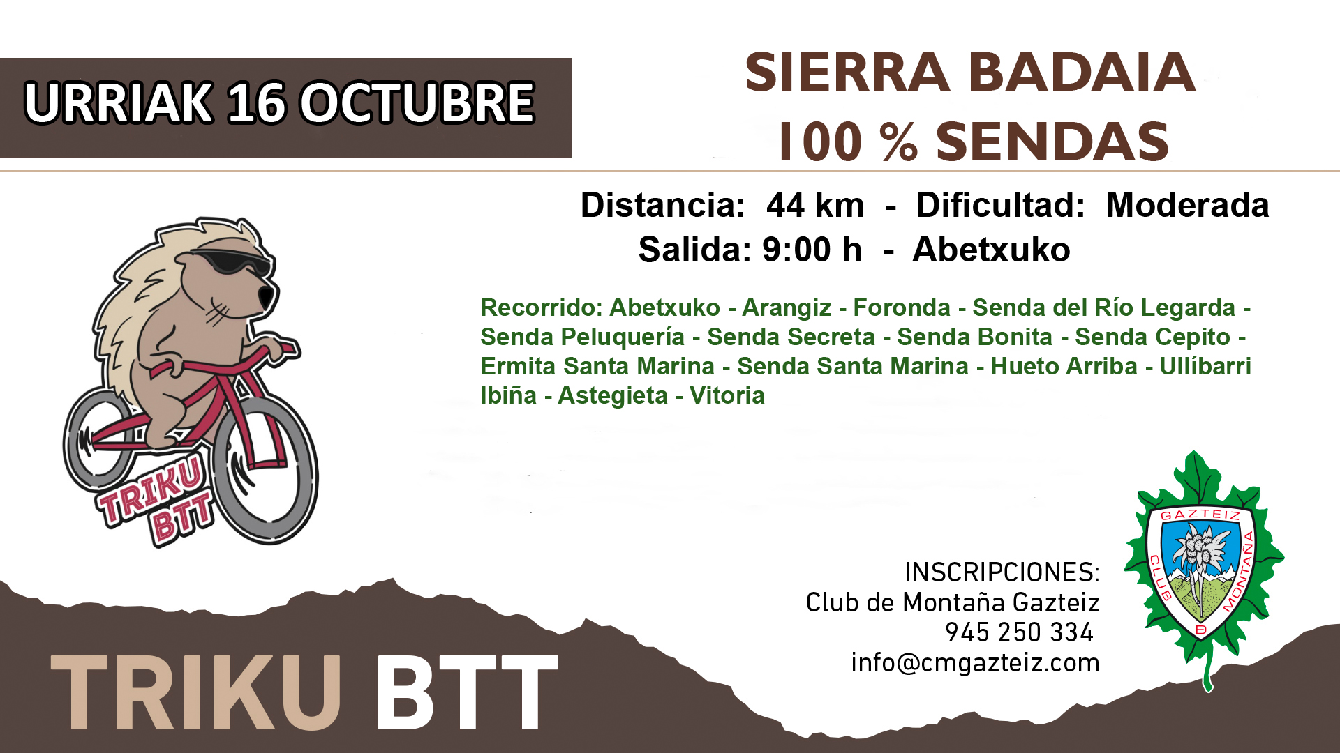 Sierra Badaia . 100% Sendas . Peluquería Secreta - Boni- ta - Cepito - Santa Marina (44 km)